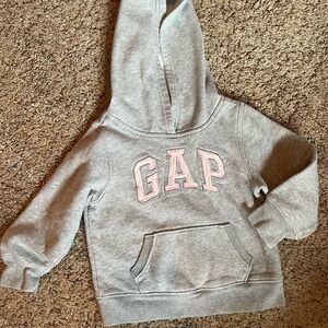 GAP Kids Light Gray Hoodie with Pink Logo - 3T